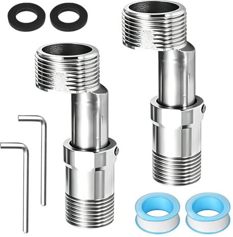 2 adaptadores de grifo de ducha, conector S de acero inoxidable 304, adaptador de rosca exterior, adaptador de grifo de ducha ajustable 360°, para baño, cocina y lavabo, grifos de ducha