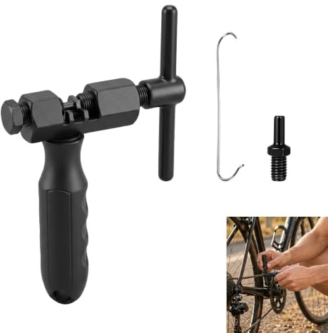 Dérive Chaîne Vélo 5-12 Vitesses, Outil Chaîne Vélo de Réparation Professionnel pour Chaîne de Vélo Shimano Sram KMC Campagnolo, Démonte et Riveter Précis avec Broche Rechange et Crochet Antidérapant