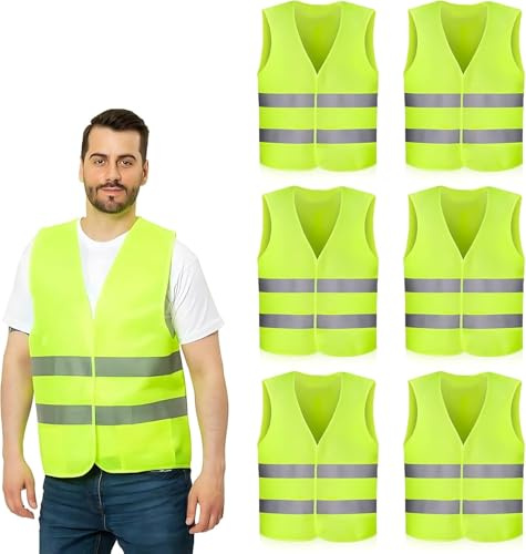 ROTKUSZ 6 Chaleco Reflectante Homologado Set, Chalecos Reflectantes Seguridad, Auto Chaleco De Seguridad, Chaleco de Seguridad de Alta Visibilidad para Conductor, Limpiadores