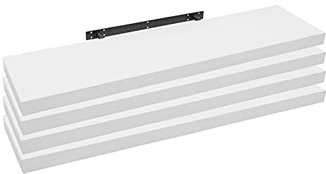 WOLTU 4 Pcs Floating Shelf White Wooden Wall Storage Display Shelf 120cm Long RG9315ws-4