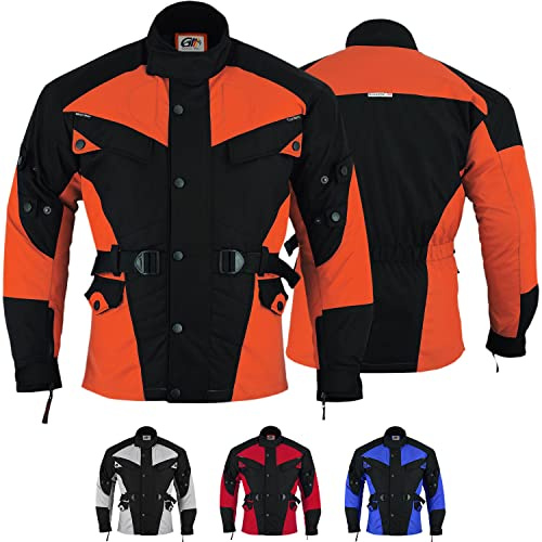 German Wear Herren Motorradjacke aus Textil mit 4 CE-Protektoren - Winddicht Lange Jacke mit Kombizipper aus 4 Schichten - Abnehmbar & Washbar Thermofutter - 8 Taschen protektorenjacke