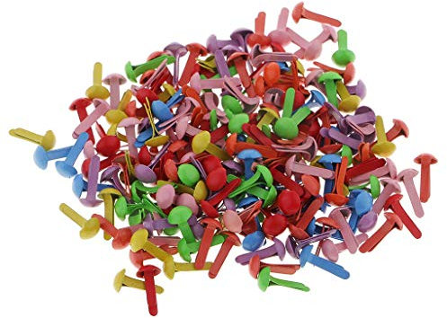 Sanmum 200 Stück Mini Brads, Musterklammern Rundkopf für Papierhandwerk, Stempeln, Scrapbooking, DIY (8x16mm)