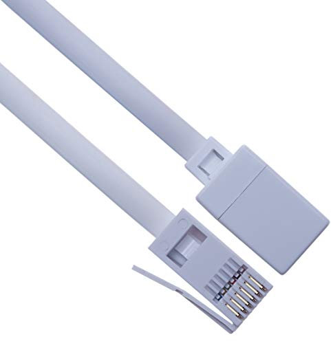 Keple Prolunga Telefonica 20 metri BT Ricevitore Piombo Pieno 6 Fili Da Spina Maschio a Presa Femmina per L'ufficio e la Casa Banda Larga Cavo Compatibile con Telefono, Fax, Cornetta, Modem (Bianco)