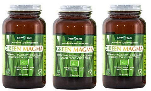 Green Magma Erba d'Orzo Succo Bio Polvere Crudo Ricco di Clorofilla Vegan 240g