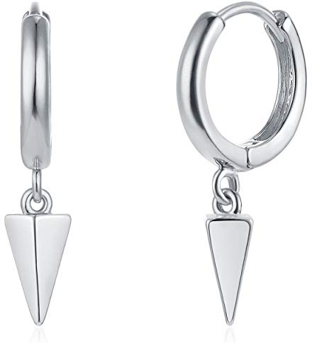 Mevecco Gold Dainty Dangle Hoop Earrings for Women 14K Gold Plated Delicate Cute Geometric Triangle Cone Dangle Earrings