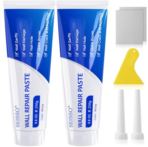 500g Spachtelmasse Weiß Innen, Wandreparatur Creme, Wandausbesserungs Paste, Grosse Kapazität Trockenbauflicken Reparaturset mit Schaber, Wandlochfüller, Schnell für die Reparatur von Rissen
