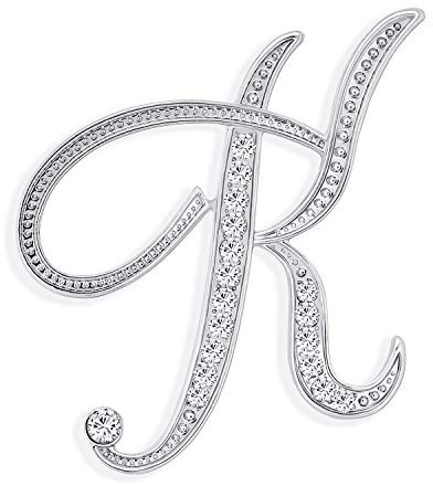 Große Aussage Abc Pave Crystal Cursive Script Monogramm Buchstaben Alphabet Initial Schal Revers Pin Brosche Für Teenager Frauen Rose, Gelbgold Versilbert