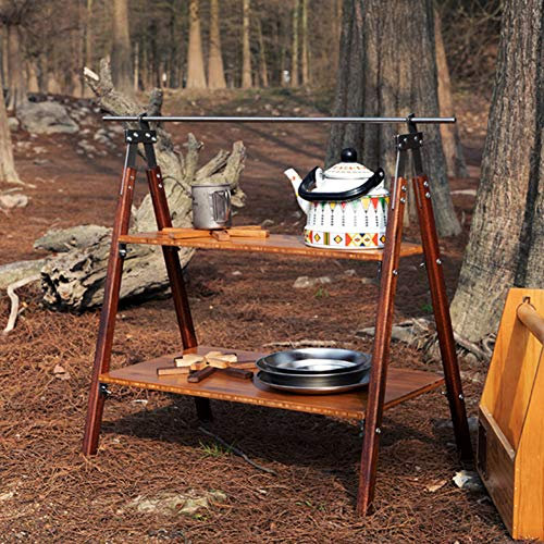 MNSSRN Außenholz-Aufbewahrungsständer im Freien, kampierender tragbarer Aufbewahrungsständer, mehrschichtiges Abstellraum-Geschirr-Rack, Picknicktisch-Blumenregal, Bücherregal,S