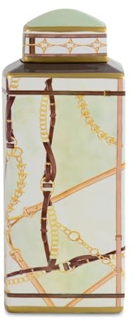 Baci Milano Collezione Horses Vaso Potiche in Porcellana 15 x 15 cm, H 37 cm
