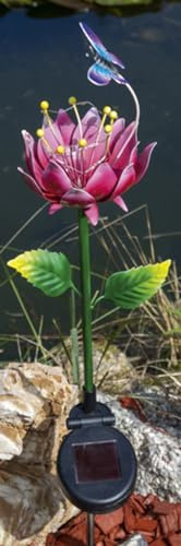 HGD Blume mit Schmetterling mit LED, Solar und Farbwechsel, CS57-2260, Rosa, 11,3 x 11,3 x 85 cm