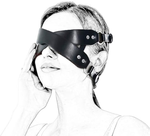 OnundOn Leder Augenbinde Sex Bett Augenmaske für Damen und Herren Niet Gekreuzt Sexy Ledermaske für SM Fetisch Bondage Maske Sexspielzeug für Paare
