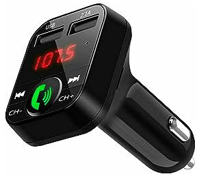NK Bluetooth V5.0 FM Transmitter für Auto und LKW 12/24V - Freisprecheinrichtung, Musikplayer +EDR, Radioempfänger Adapter, Dual USB Schnellladung 2.1A, NK-FM2102