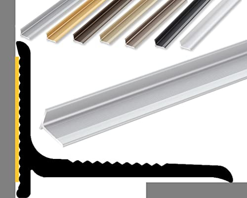 (10,49EUR/m) NALine Abschlussprofil | 22 x 15 x 1180 mm | silber eloxiert | Innenwinkel Treppenbelag | Bodentiefe Fenster oder Balkon Abschluss | Sockelprofil | Wandabschlussleiste