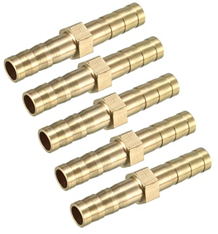 PATIKIL 6mm Raccordi Flessibile in Ottone, 5 Pezzi Dritto Connettore Attacco per Aria Acqua Olio Gas Carburante