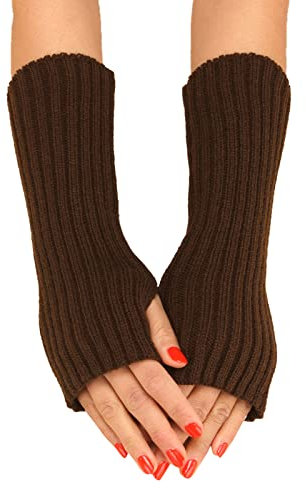 Damen Fingerlose Handschuhe Lang Thicken Strick Pluswärmer Handstulpen Armwärmer Stulpen Stricken Armstulpe Fingerlose Gestrickte Handgelenk, Pluswärmer Handstulpen Fingerlose (d-Coffee, One Size)