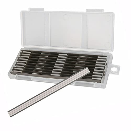 10PCS Reversible Planer Blades 82MM, Double-Sided HSS Electric Planer Blades with Smooth Cutting Edges & Precision Ground Suitable Replacement for Makita, DeWalt, Bosch, Hitachi, Trend, Black & Decker