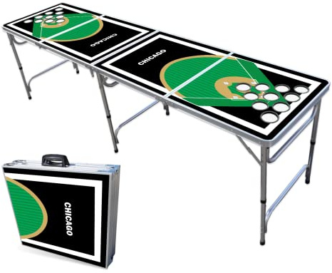 8-Foot Professional Beer Pong Table w/Cup Holes - Chicago 2 Baseball Diamonds