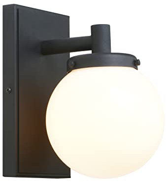 PathsOn 1-Light Vintage Wall Sconce, 5.9 Globe Milk White Shade Wall Light Fitting for Bathroom Vanity Mirror Kitchen Living Room