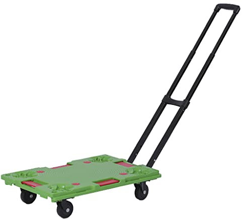 Plattformwagen aus Kunststoff mit klappbarem Schiebebügel, Tragfähigkeit 150 kg Grün x x - Grün - Polypropylene (PP) - In - & Outdoor - Nutzung -