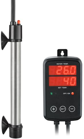 Weipro Riscaldatore per acquario in titanio, riscaldatore per acquario, con termostato digitale IC regolatore di temperatura (MX9016-500W)