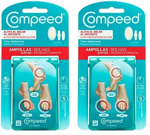 Compeed Blasenpflaster Mixpack – Hydrokolloid-Pflaster in verschiedenen Größen – gegen Blasen an Fersen, Zehen und für kleine Blasen, 5 Stück (2er Pack)