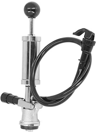 WOOXGEHM Partypumpe, 4 Zoll (Ca. 10,2 Cm) Fasshahn, Kleine Fass Handpumpe mit Bierzapfhahn und Bierschlauch, Edelstahl Fass Picknickpumpe für Selbstgemachtes Brauen