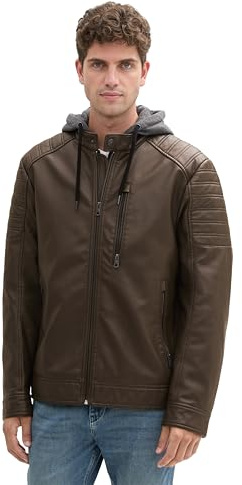 TOM TAILOR Herr 1041317 konstläderjacka, 36359-Chestnut Falsk läder, XXL, 36359 – Chestnut falskt läder, XXL