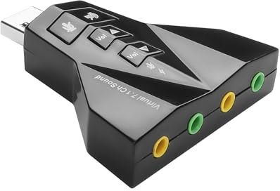 YAODHAOD Scheda audio esterna USB a 4 porte, adattatore stereo esterno per Windows e Mac, Plug and Play, nessun driver richiesto, per PS5, PS4, USB Audio Stereo Adapter