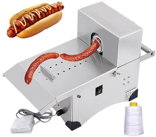 forplubossmmp Legatrice Automatica per Salsicce per Uso Commerciale E Domestico Pedale Legatrice per Salsicce in Acciaio Inossidabile 200 W Lunghezza Regolabile Due modalità di Commutazione