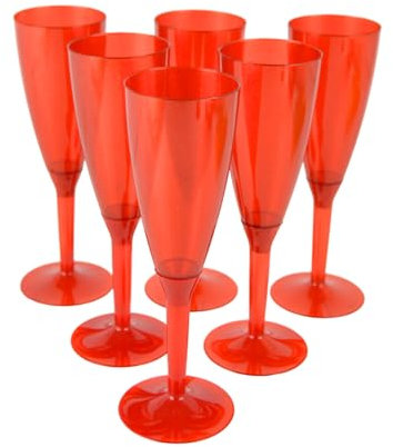 DUE ESSE S.N.C. DI SABATINI ALDO PZ 50 CALICE FLUTE CHAMPAGNE BICCHIERI ROSSI GLITTERATI PROSECCO TRASPARENTI PER APERITIVO APERICENA MONOUSO