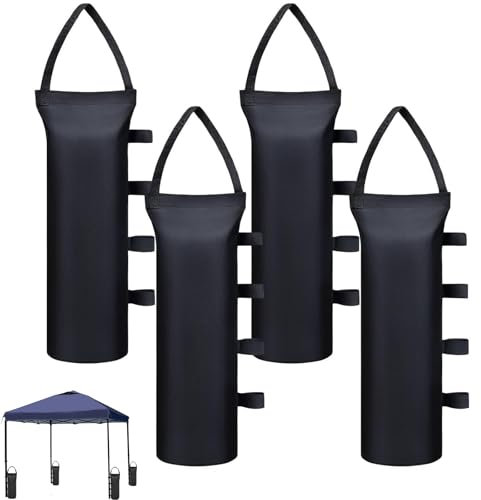 Lot de 4 Sac de Lestage pour Tonnelle,Sac Lestage épaissir,40 kg Leste pour Pied de Tonnelle,pour Auvent,Tente,Lestage Tonnelle(Oxford 800D-50 * 20cm-Noir)