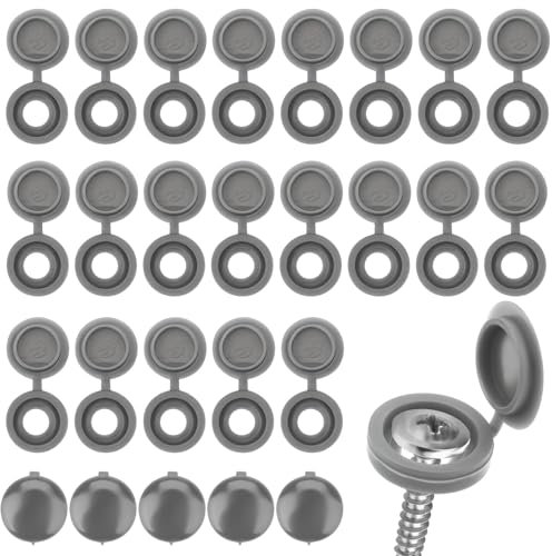 170Pcs Screw Caps Grey Plastic Caps for Screws Hinged Screw Head Covers Decorative Toilet Screw Cover Caps Fold Screw Snap Covers for M4-M8 Screws