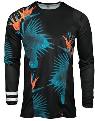 DBHDG Maglia da Ciclismo Uomo Maniche Lunghe MTB Tops Traspirante Abbigliamento MTB per Bici Mountain Bike, T-Shirt da Corsa Motocross BMX (Blu-1,3XL)