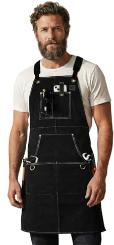 LEATHER VILLAGE Apron for Carpenter, Welder, Woodworker with 6 Tool Pockets | Unisex Heavy Duty, Flame Resistant, Waterproof Fully Adjustable for Painters, Blacksmiths, Carpenters - (M-XXL)