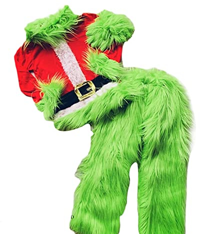 MOBJVIY Kids Boys Christmas Cosplay Costume Hooded Santa Claus Tops Green Furry Monster Outfits (Green, 4-5T)