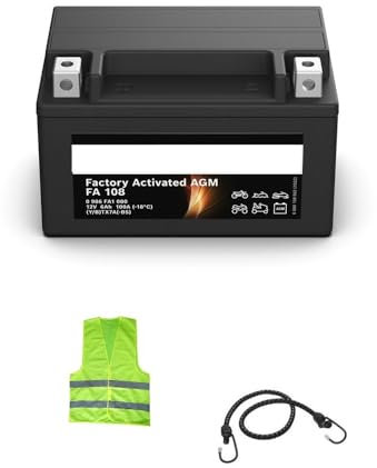 KOMPATIBEL MIT Benelli BN ABS E4 125 Jahr 2018 al 2024 Batterie FA108 AGM YTX7A-BS Gel SLA BEREITS VERLADEN UND BEREIT VERSENDET BATTERIEN 6AH Ampere 12 Volt 150X87X93MM