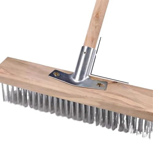 QAUUCP Scopa per Esterni Scopa Metallica Resistente con Manico in Legno, Scopa da Giardino, pulisci-Giardino, spazzolone, Attrezzi da Giardino for Esterni(50cm)