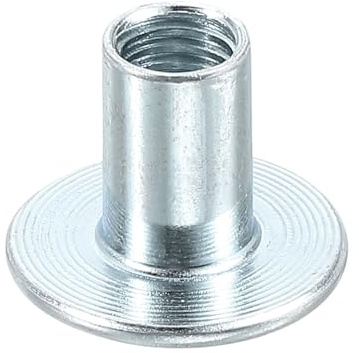 QUARKZMAN M8 T-nötter, 12 stycken kolstål T-mutter rund bas svetsmuttrar 15 mm höjd genomgående hål flänsmuttrar med inre gänga platta muttrar, silver