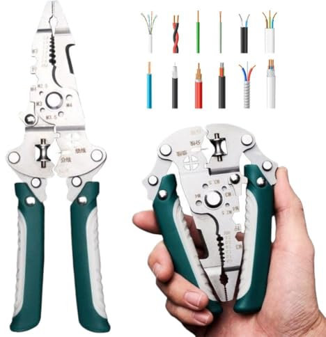 Ｗire Stripper Crimper-16 in 1 Multifunctional Folding Pliers, Multifunction Wire Stripping Pliers Crimper Cable Cutter Pliers, Quick Strip Wire Stripper for Cutting Pulling Cable Scissors