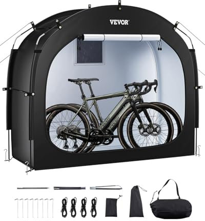 VEVOR Bike Storage Tent, 1 to 2 Bikes, Outdoor Spacious Bike Storage Tent with Ventilated Window, Waterproof Easy-to-Install Bicycle Shelter with High Strength Fiberglass & Dual Zippers