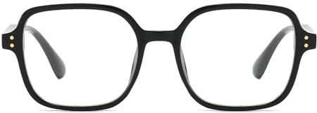 LJCZKA Quadratisch Retro Blaulichtfilter Brille für Herren Damen Klassische 90er Brille Klare Linsen Anti-Müdigkeit Computerbrille für PC, TV & Handy (Schwarz Klar)