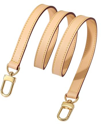 KIYOMIL Original Vachetta Leder-Schulterriemen Ersatz für Handtasche oder Geldbörse, Aprikosen-Breite: 1,09 cm und Länge: 89,9 cm, Doppelschnallen, Width:0.43in&Length:35.4in, Classic