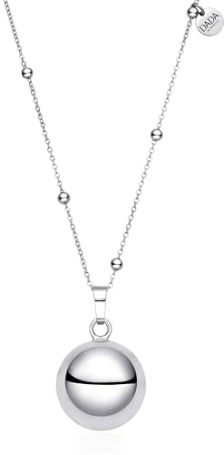 Dada Gioielli - Collier de Cloche d'Appel Anges de la Grossesse, Chaîne Rosaire en Acier pour Femme Enceinte - Amulette Sonore Porte-Bonheur pour Maman et Bébé, 110cm