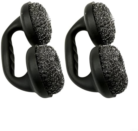 FUBESK Lot de 2 brosses à récurer à double tête pour barbecue - Brosse de nettoyage en fil métallique robuste pour grille de four et barbecue