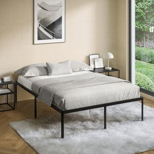STEELSØN Situla Metallbett 140x200 cm, Schwarz, mit Lattenrost, Doppelbett | Bettgestell aus Metall, stabiler Bettrahmen, Bett mit Stauraum, minimalistisches Design, Schlafzimmerbett, Metallrahmen