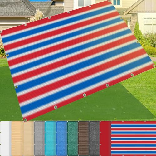 Toldo de red de polietileno de alta densidad con ojales, 185 g/m², 2,5 m x 15 m, protección UV del 95 %, para patios, invernaderos, piscinas y jardines, diseño de rayas