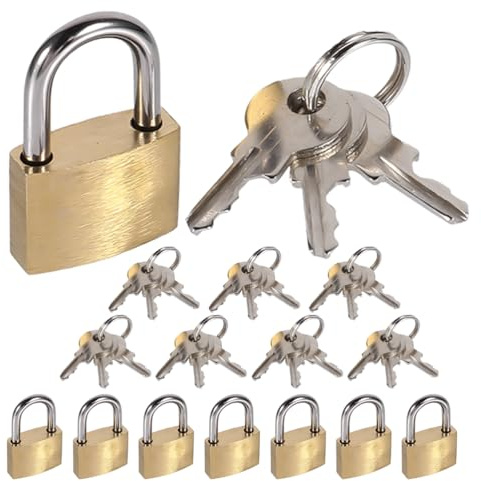 Amosfun Lucchetti decorativi in ottone da 8 pezzi: set di piccoli lucchetti da viaggio da 20 mm - lucchetto per bagagli in miniatura con chiavi per zaino, diario, cassetta postale, cassetta degli
