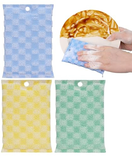 Bayetas Multiusos De Alambre Para Limpieza Cocina, Paño para Lavavajillas de Alambre, Estropajos Reutilizables Multiusos Con Doble Cara Absorbentes Sin Rayar Para Vajilla Encimera Placa Estufa Cazuela