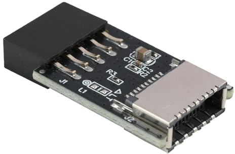 Pevlkawr Cabecera Interna USB 2.0 9 Pines a USB 3.1/3.2 Tipo C (20 Pines) Adaptador De Extensión De Placa Base 180 Grados Puertos Tipo E a Puertos Frontales De Pc