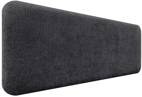 DHOME Gepolstertes Kopfteil Abgerundet Glatt aus Öko-Wolle für Wand Akustik-Kopfteile Schallabsorbierend Kopfstütze Bett Schlafzimmer (Schwarz, 160cm)